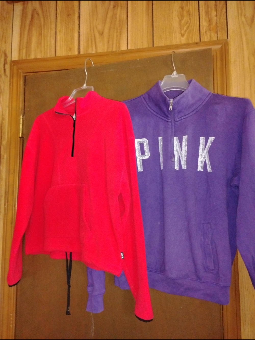 PINK Victoria's Secret Fleece Red And Purple Half-Zip Pullover